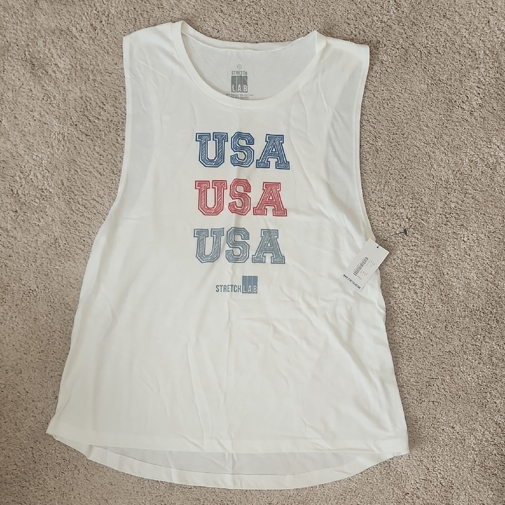 Women's White USA Muscle Tee